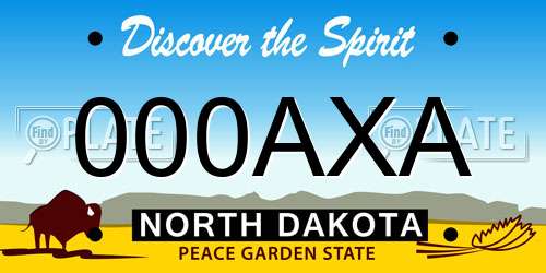 000AXA North Dakota License Plate