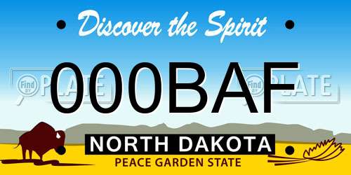 000BAF North Dakota License Plate