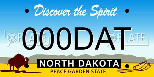 000DAT North Dakota License Plate