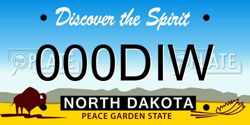 000DIW North Dakota License Plate
