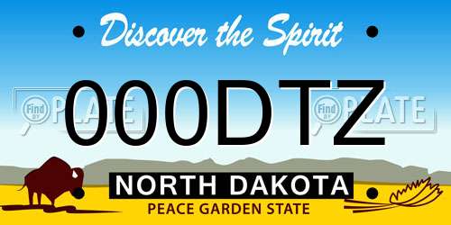 000DTZ North Dakota License Plate
