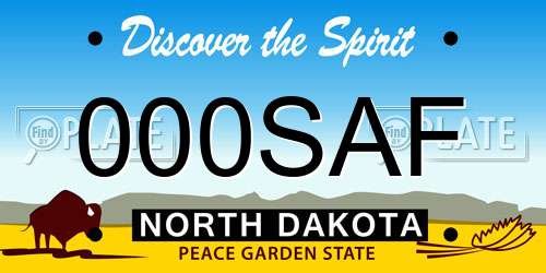 000SAF North Dakota License Plate