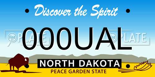 000UAL North Dakota License Plate