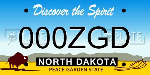 000ZGD North Dakota License Plate