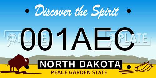 001AEC North Dakota License Plate