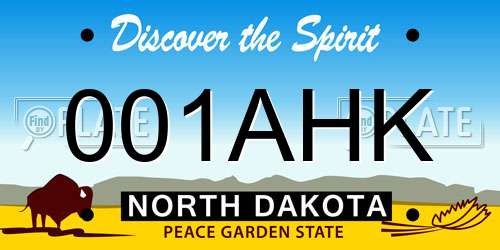 001AHK North Dakota License Plate