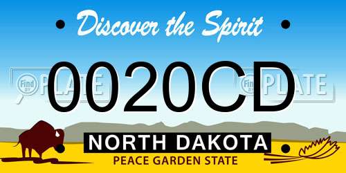 0020CD North Dakota License Plate