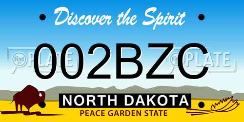 002BZC North Dakota License Plate