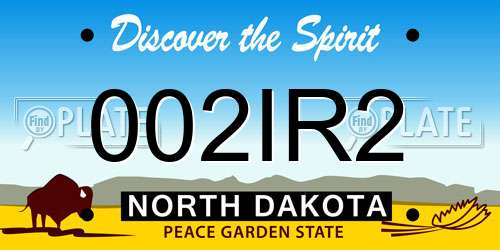 002IR2 North Dakota License Plate