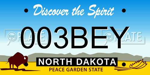 003BEY North Dakota License Plate