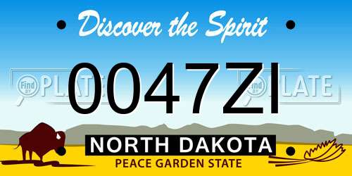 0047ZI North Dakota License Plate