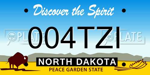 004TZI North Dakota License Plate