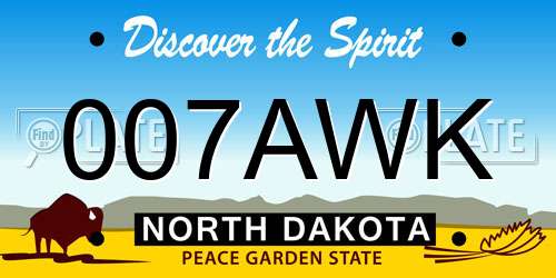 007AWK North Dakota License Plate