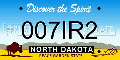 007IR2 North Dakota License Plate