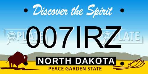 007IRZ North Dakota License Plate