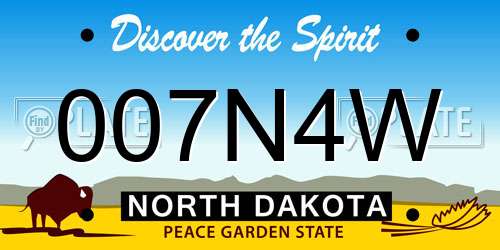 007N4W North Dakota License Plate