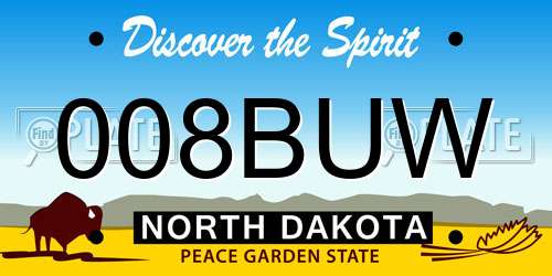 008BUW North Dakota License Plate