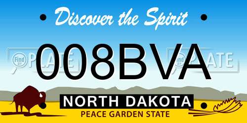 008BVA North Dakota License Plate