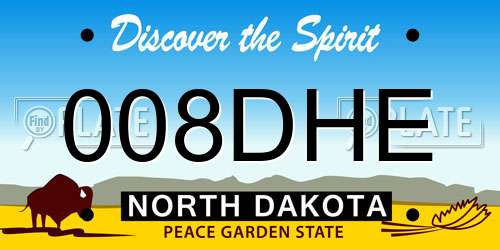 008DHE North Dakota License Plate