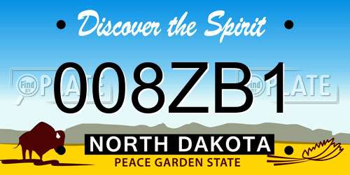 008ZB1 North Dakota License Plate