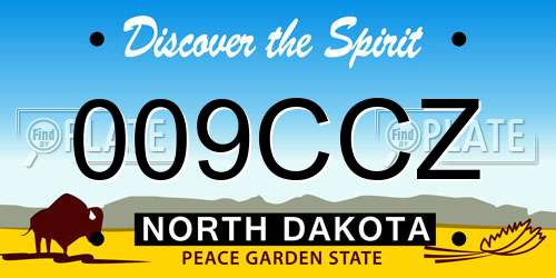 009CCZ North Dakota License Plate