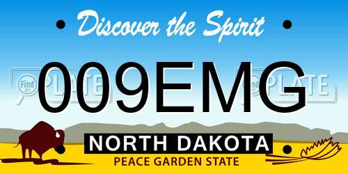 009EMG North Dakota License Plate