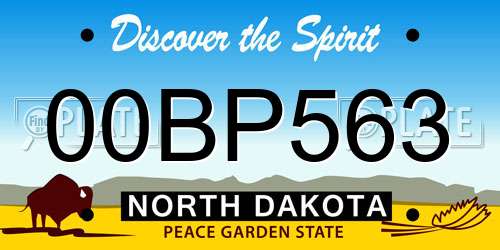 00BP563 North Dakota License Plate