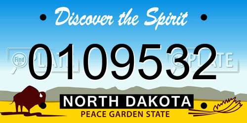 0109532 North Dakota License Plate
