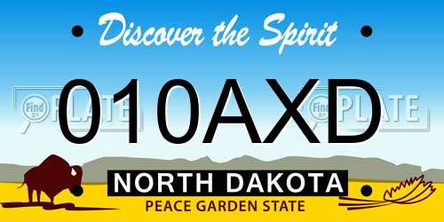 010AXD North Dakota License Plate