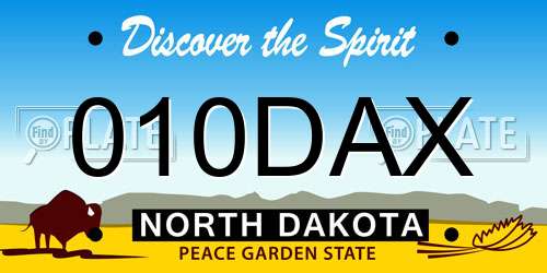 010DAX North Dakota License Plate