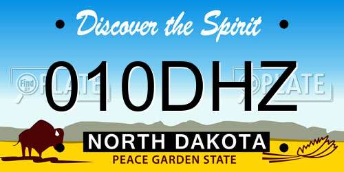 010DHZ North Dakota License Plate