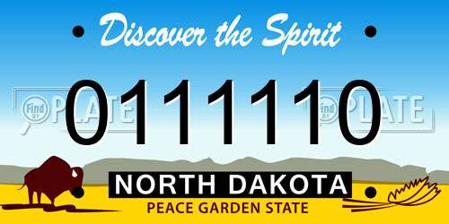 0111110 North Dakota License Plate