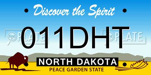 011DHT North Dakota License Plate