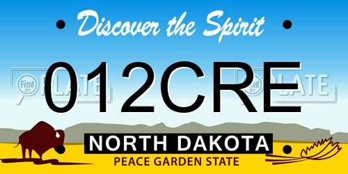 012CRE North Dakota License Plate