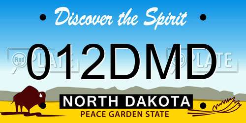 012DMD North Dakota License Plate