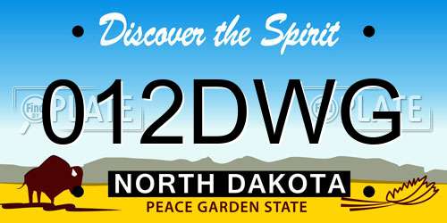 012DWG North Dakota License Plate