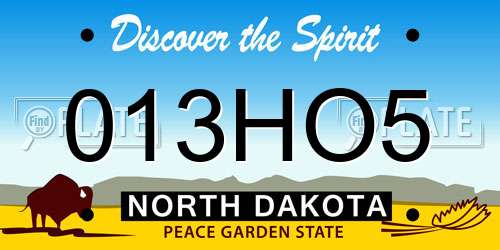 013HO5 North Dakota License Plate