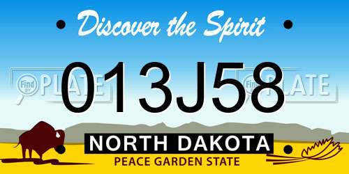 013J58 North Dakota License Plate