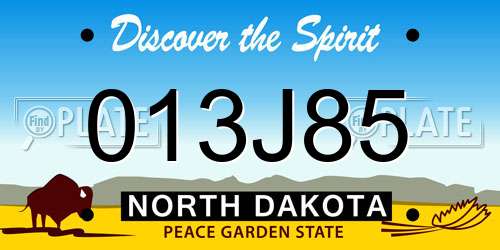 013J85 North Dakota License Plate