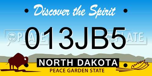 013JB5 North Dakota License Plate