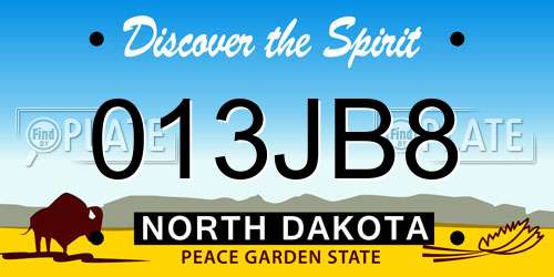 013JB8 North Dakota License Plate