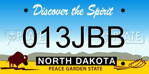 013JBB North Dakota License Plate