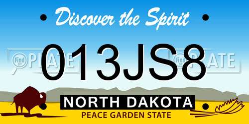 013JS8 North Dakota License Plate