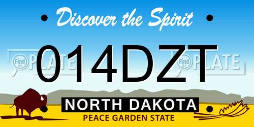 014DZT North Dakota License Plate