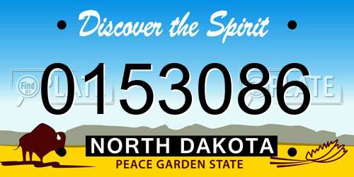 0153086 North Dakota License Plate