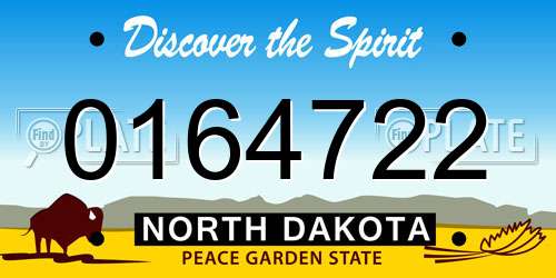 0164722 North Dakota License Plate
