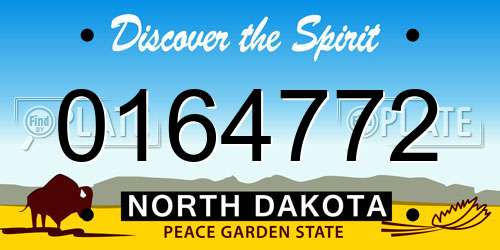 0164772 North Dakota License Plate