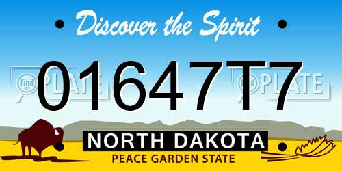 01647T7 North Dakota License Plate