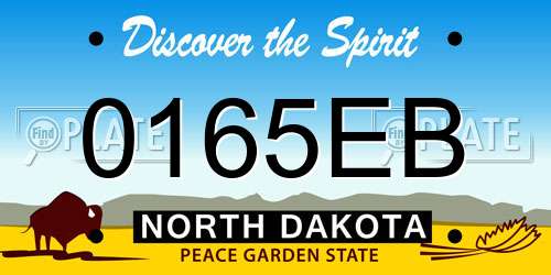 0165EB North Dakota License Plate