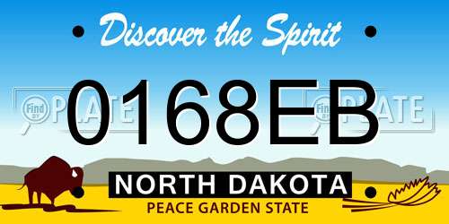 0168EB North Dakota License Plate